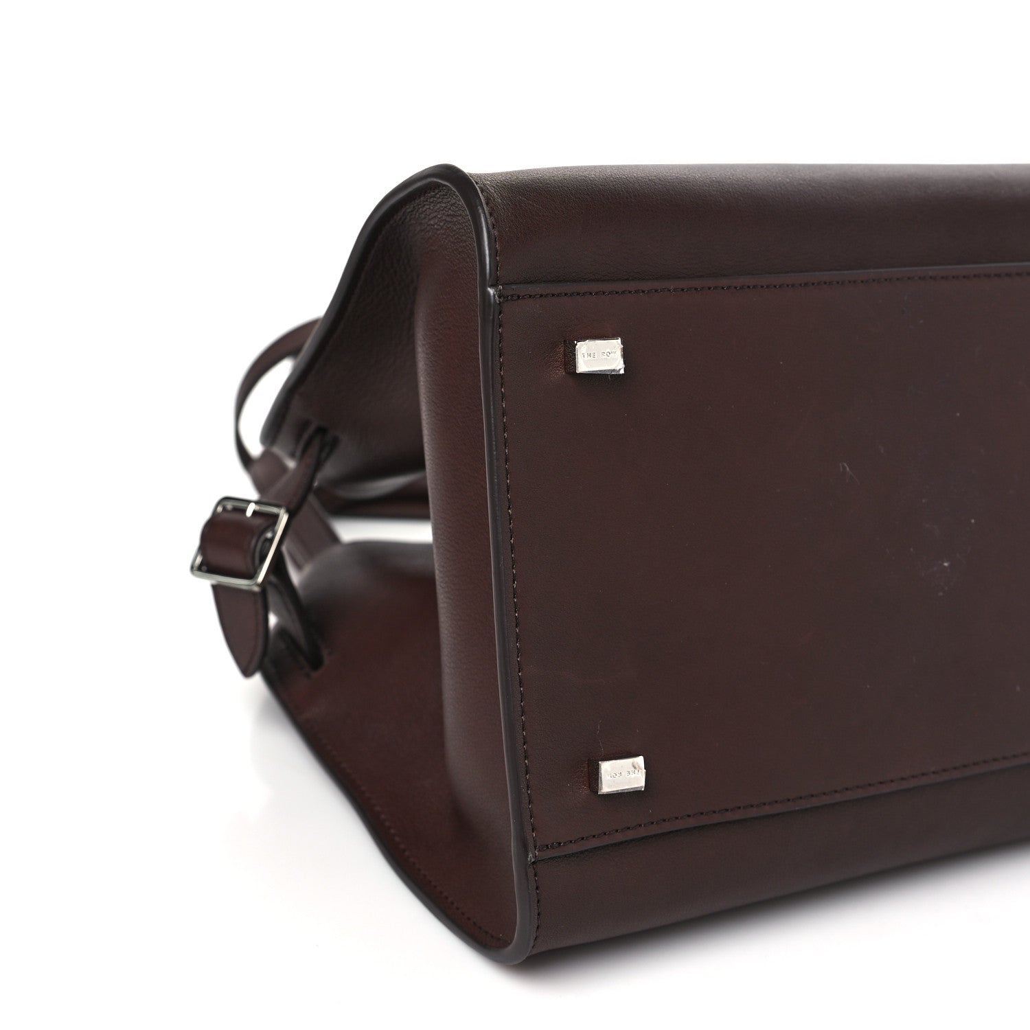 The Row Polished Saddle Calfskin Soft Margaux 12 Dark Brown 8 of 9