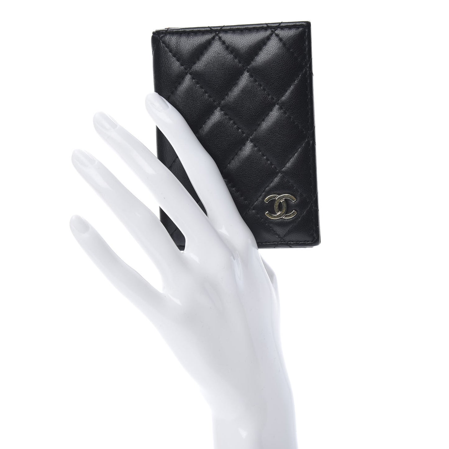 Lambskin Quilted Card Holder Wallet Black
