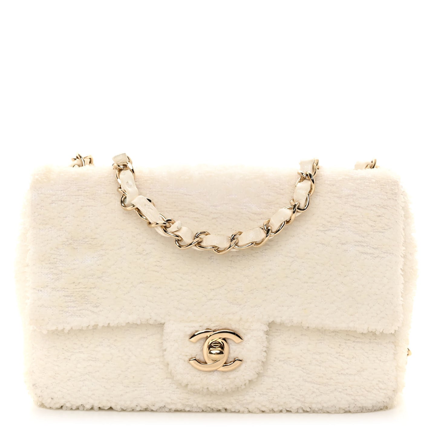 Sequin Mini Rectangular Flap White