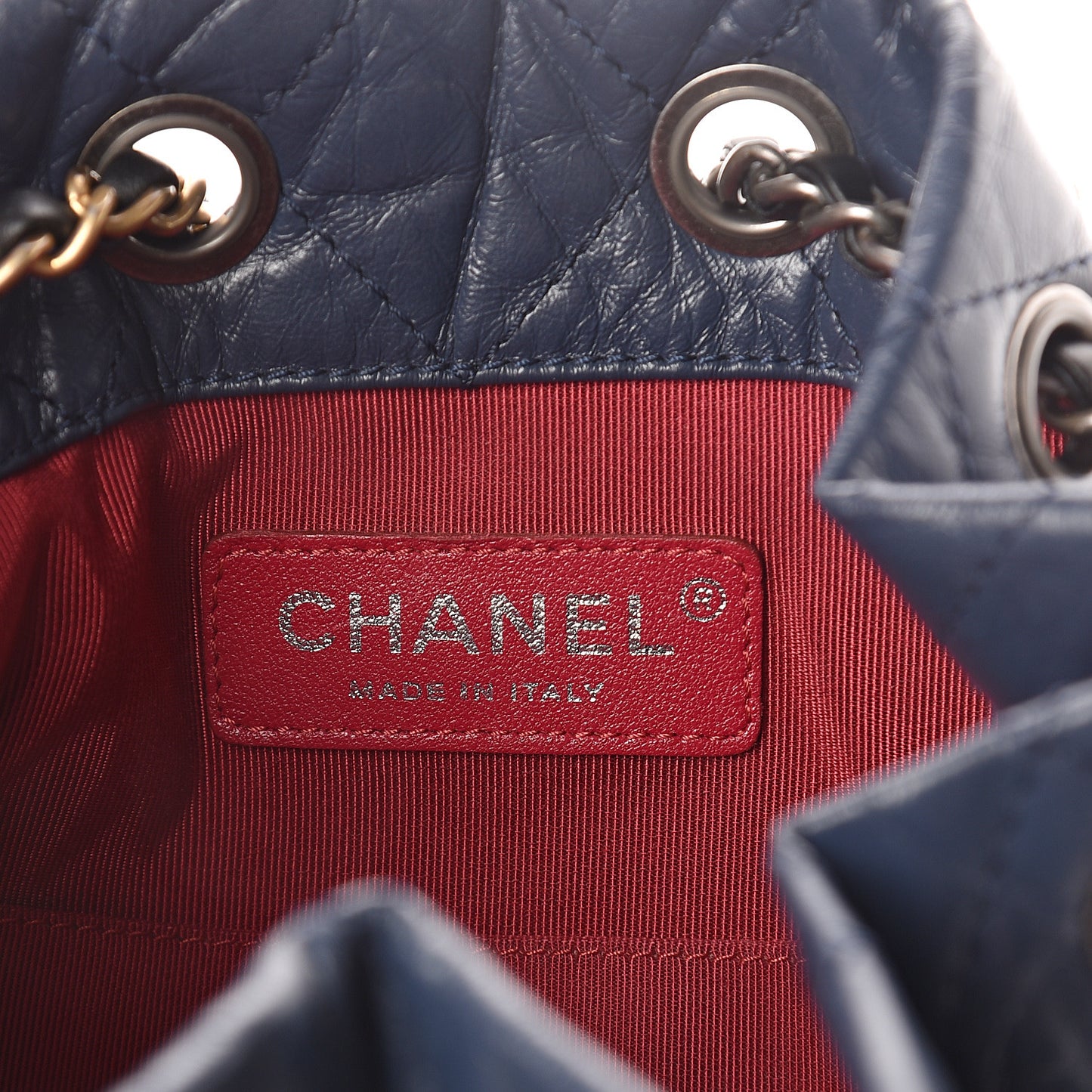 Aged Calfskin Quilted Small Gabrielle Backpack Blue Black