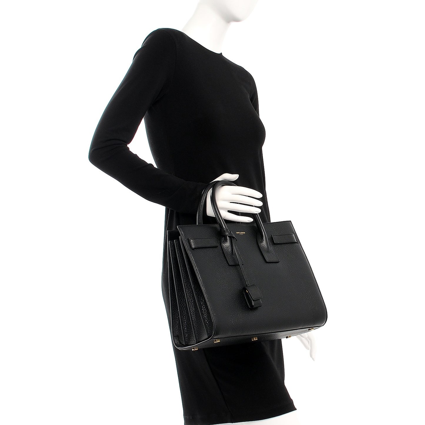 Grained Calfskin Small Sac De Jour Black
