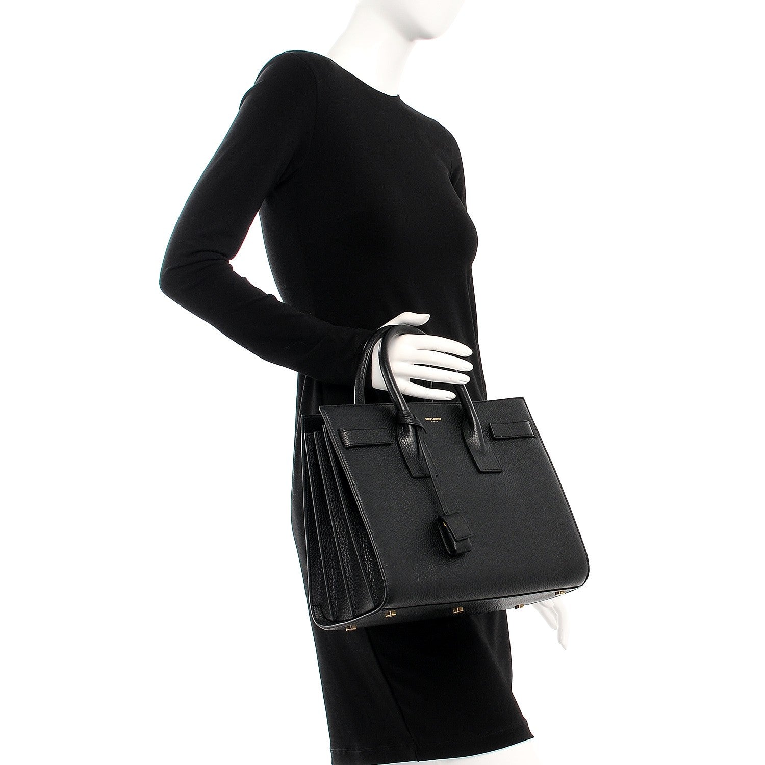 Saint Laurent Grained Calfskin Small Sac De Jour Black 3 of 8