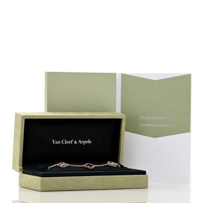 Van Cleef & Arpels 18K Rose Gold Carnelian 5 Motifs Guilloche Vintage Alhambra Bracelet 4 of 4