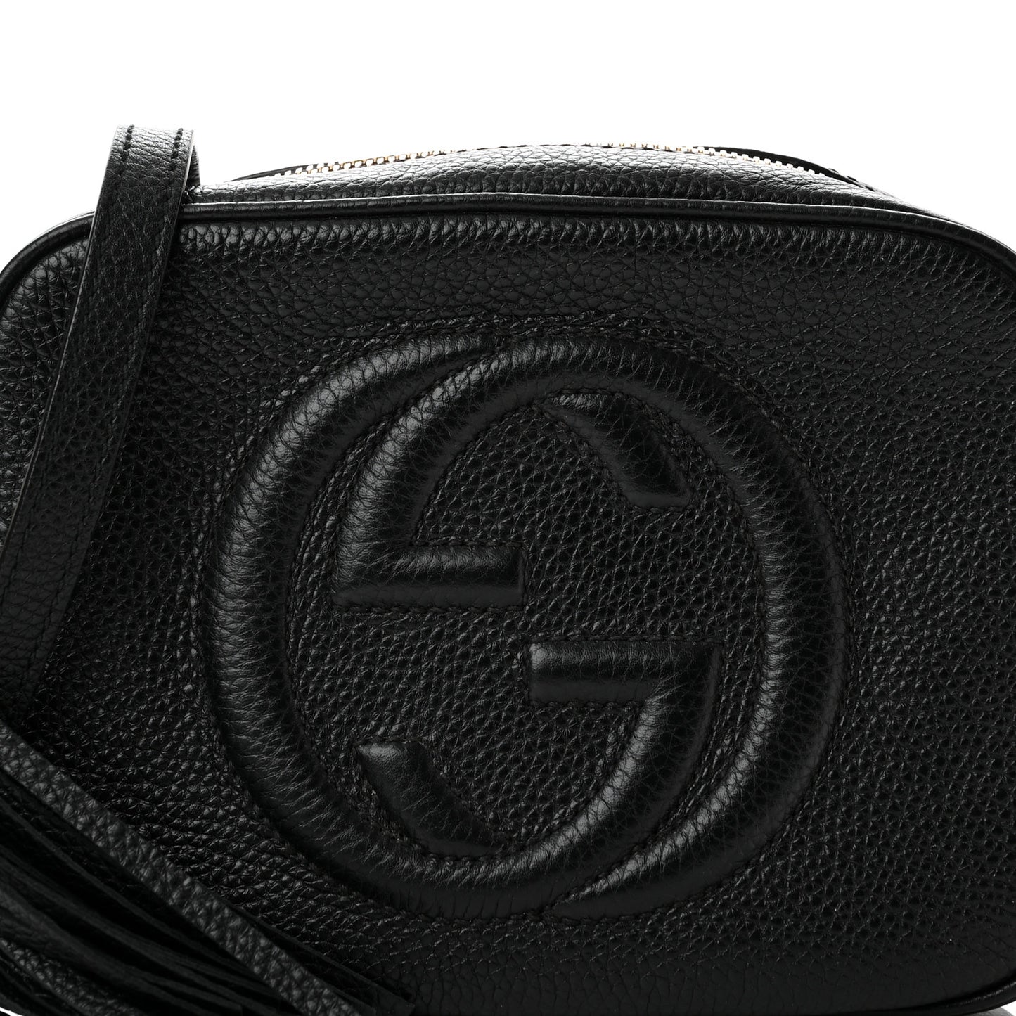 Pebbled Calfskin Small Soho Disco Bag Black