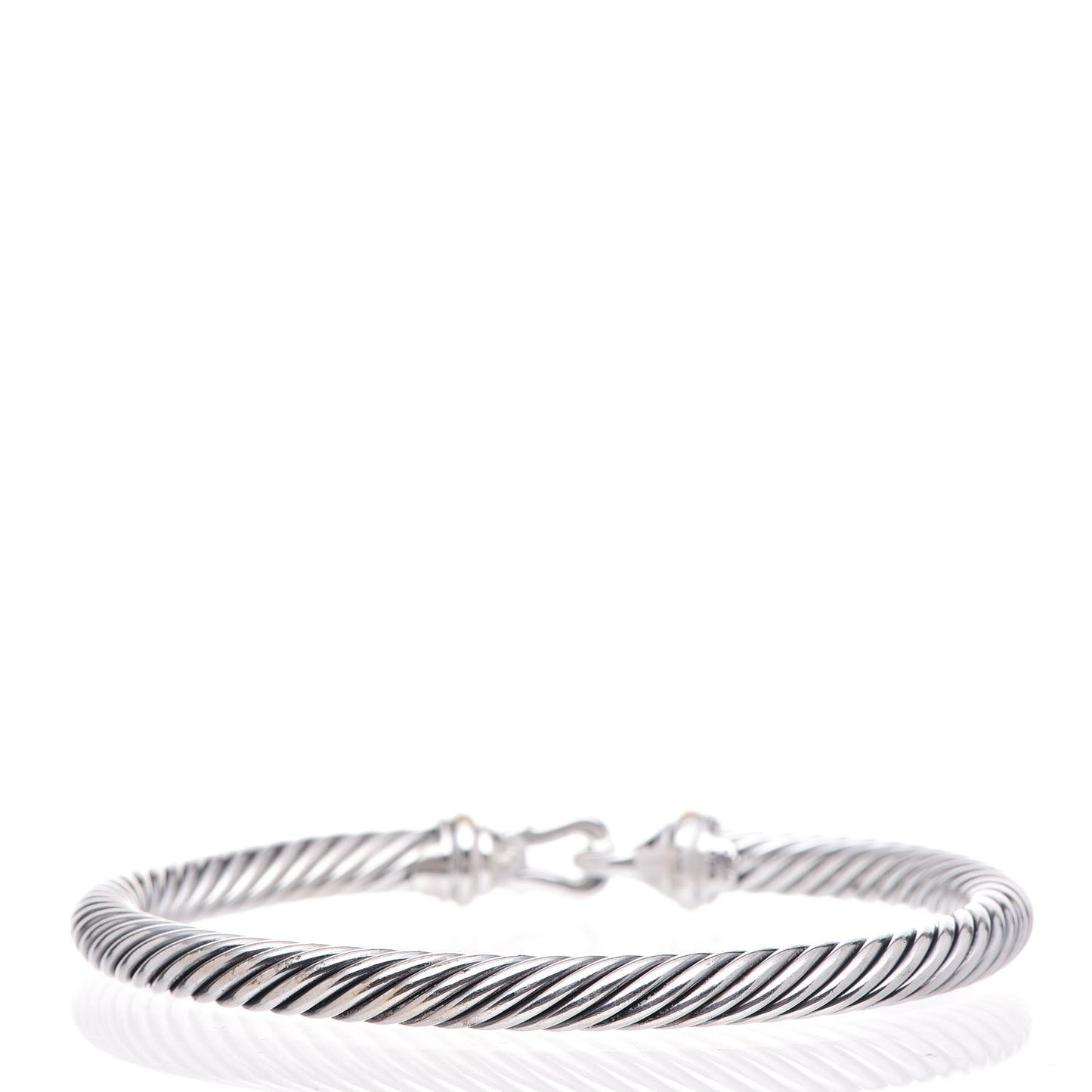 Sterling Silver 18K Yellow Gold 5mm Cable Classic Buckle Bracelet