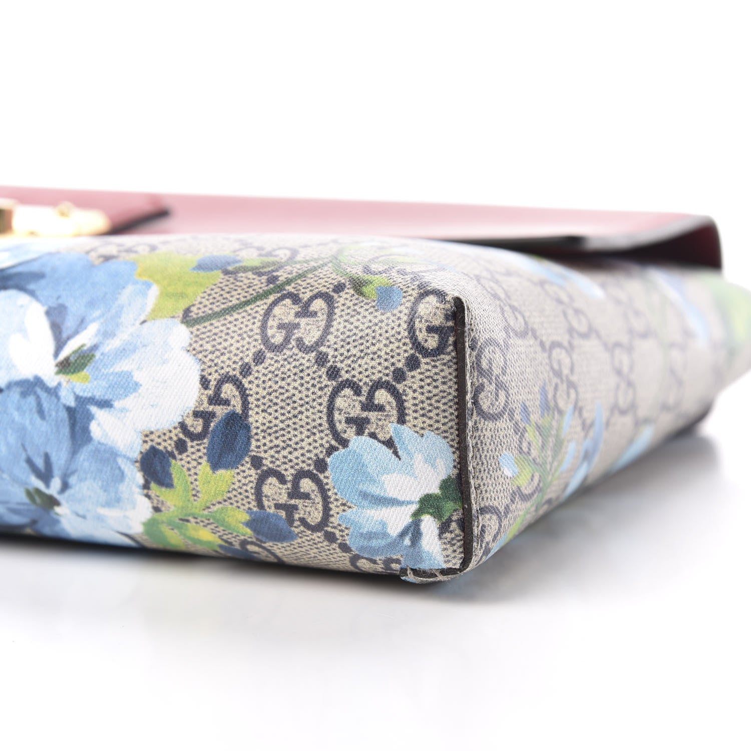 Gucci GG Supreme Monogram Blooms Calfskin Medium Padlock Shoulder Bag Beige Blue Navy Hibiscus Red 6 of 8