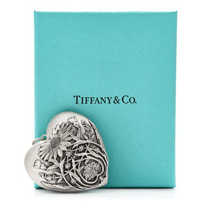 Tiffany Sterling Silver Large Ziegfeld Daisy Heart Locket Pendant 6 of 6