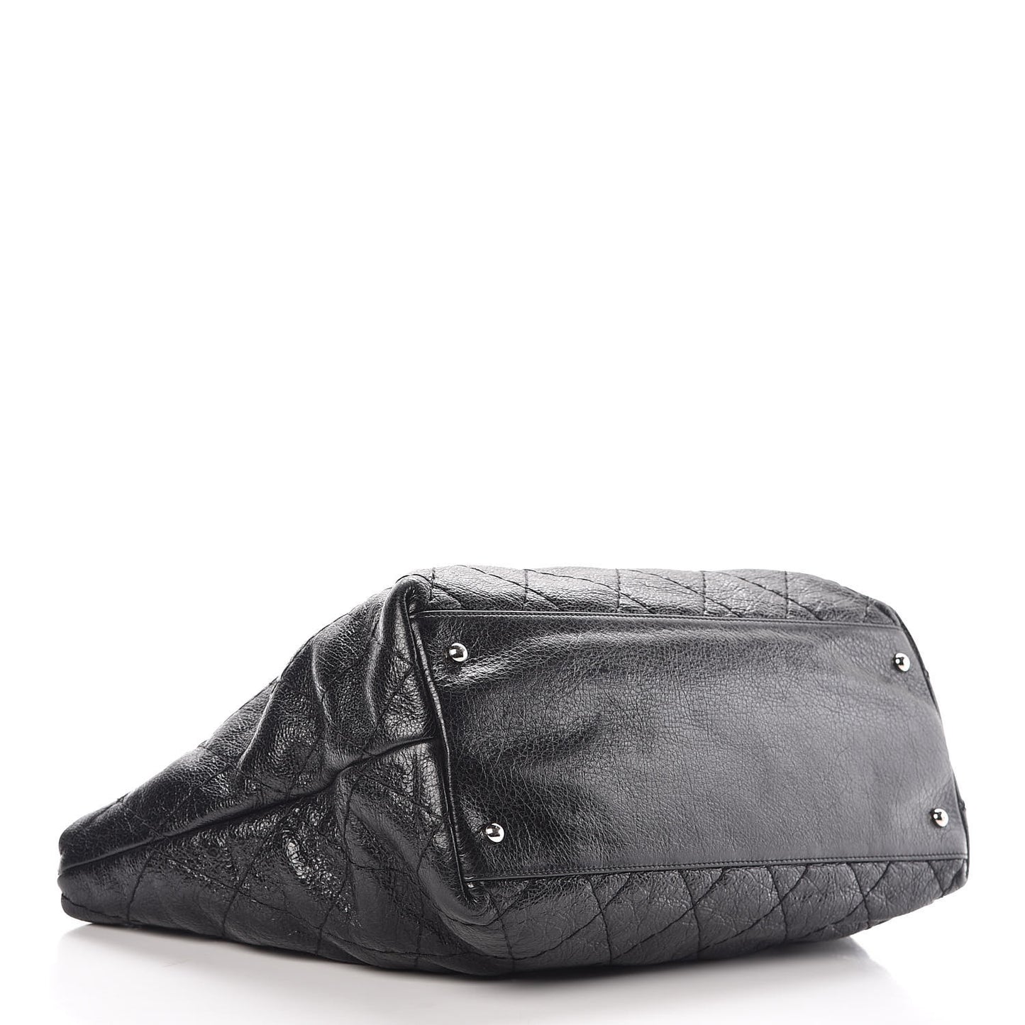 Glazed Calfskin Large On The Road Tote Black