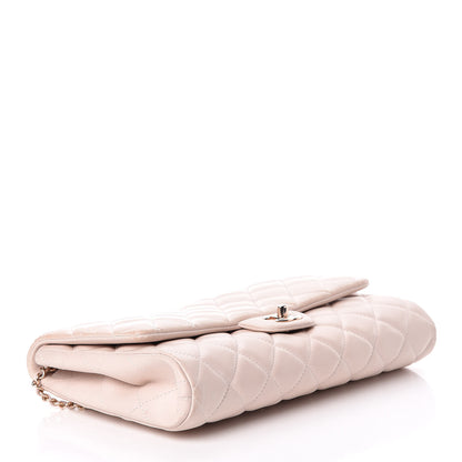 Chanel Lambskin Quilted Clutch With Chain Flap Beige Clair 4 of 11