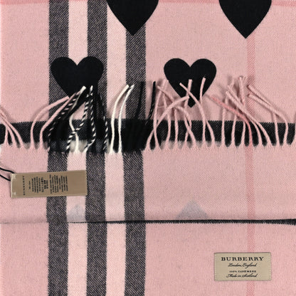 Burberry Cashmere Giant Heart Fringe Scarf Pink 3 of 3