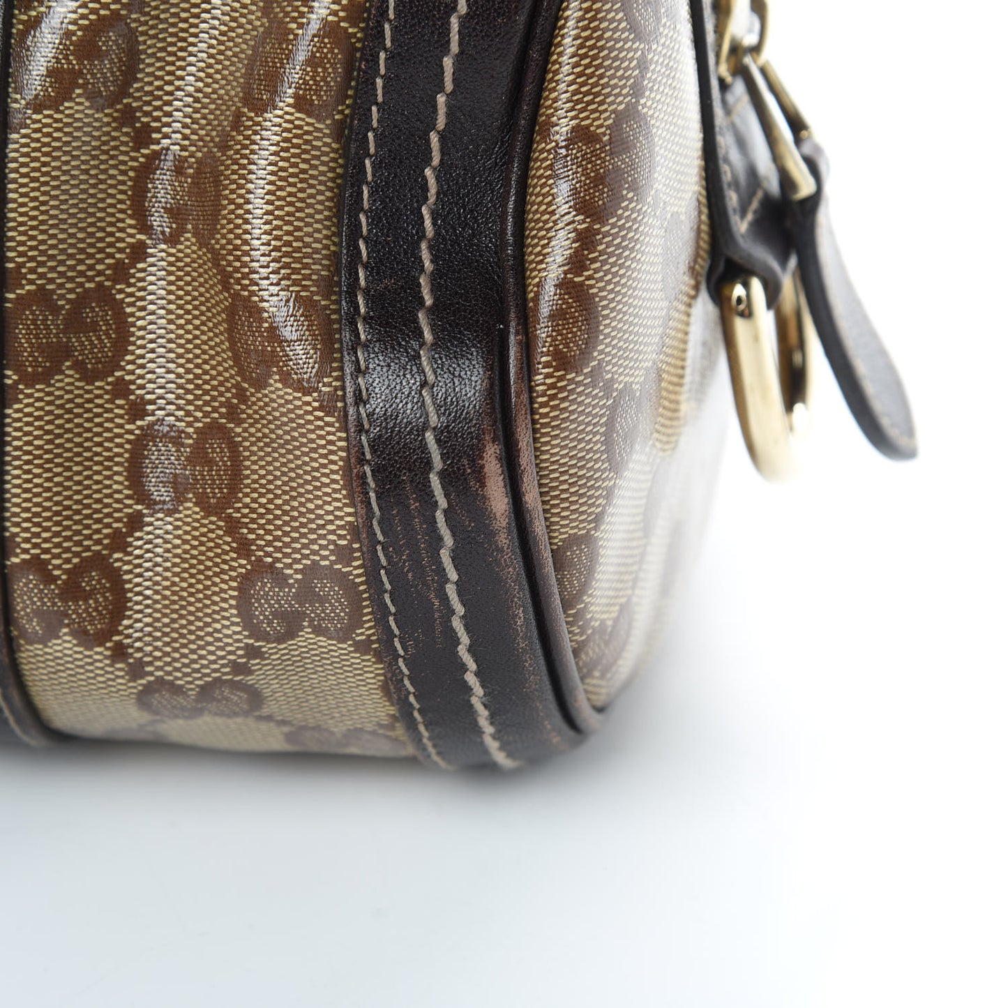Crystal Monogram Duchessa Small Boston Bag Brown