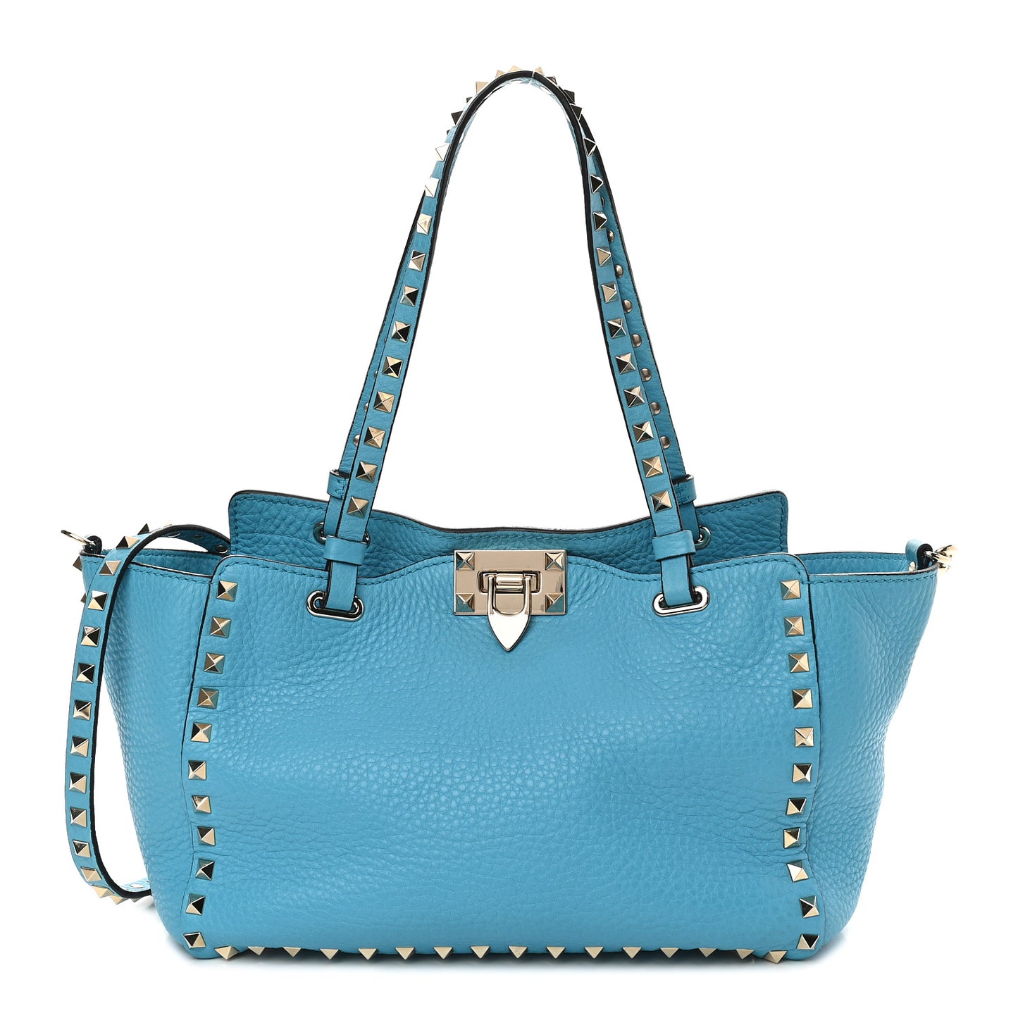 Pebbled Calfskin Small Rockstud Tote Parrot