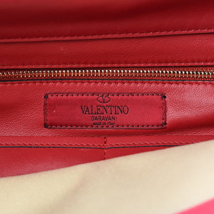 Valentino Garavani Vitello Colorblock Medium Rockstud Tote Deep Rose Clover Grey Scarlet 6 of 14