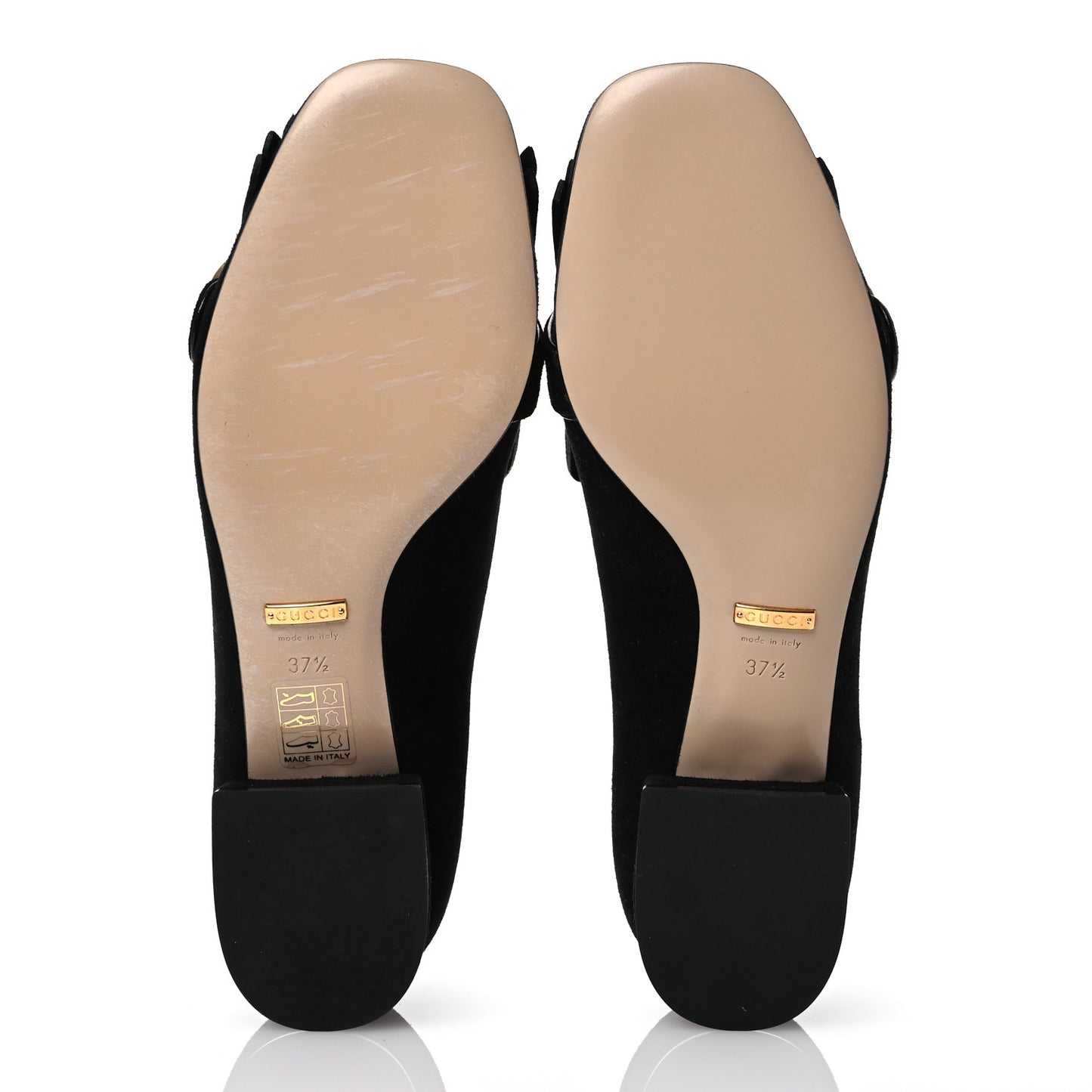 Kid Scamosciato GG Marmont Fringe 25mm Loafer Pumps 37.5 Black