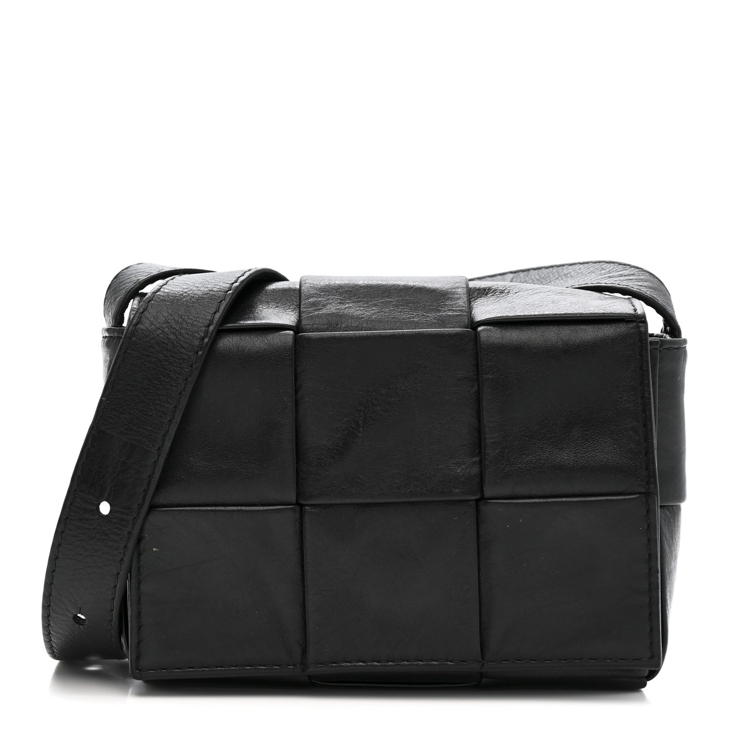 Paper Calfskin Maxi Intreccio Extra Mini Cassette Crossbody Bag Black
