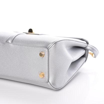 Celine Laminated Grained Calfskin Small 16 Top Handle Bag Silver 8 of 9