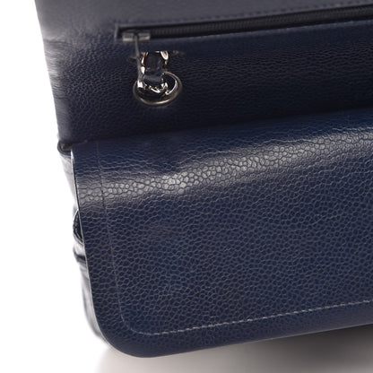 Chanel Caviar Quilted Medium Double Flap Dark Blue 10 of 12