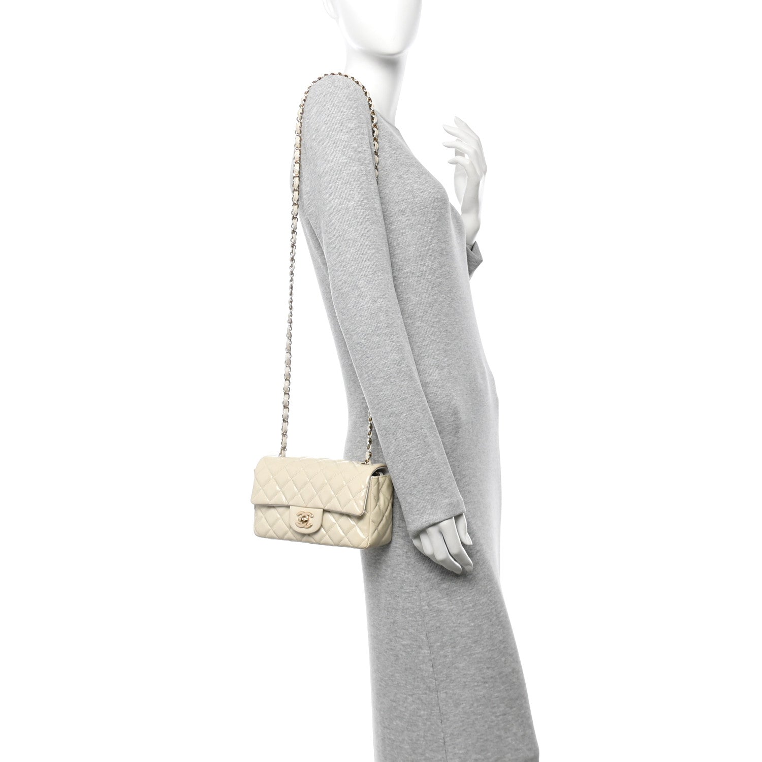 Chanel Patent Calfskin Quilted Mini Rectangular Flap White 2 of 11