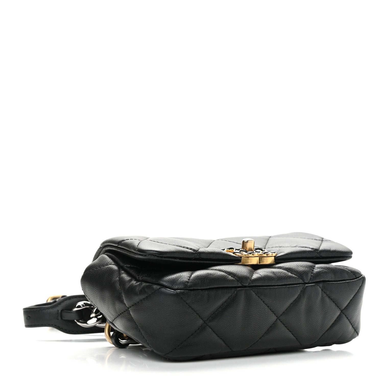Chanel Goatskin Quilted Chanel 19 Waist Bag Black 4 of 11
