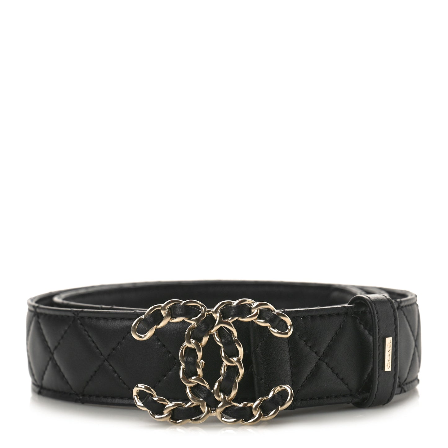 Lambskin Quilted CC Chain Belt 85 34 Black