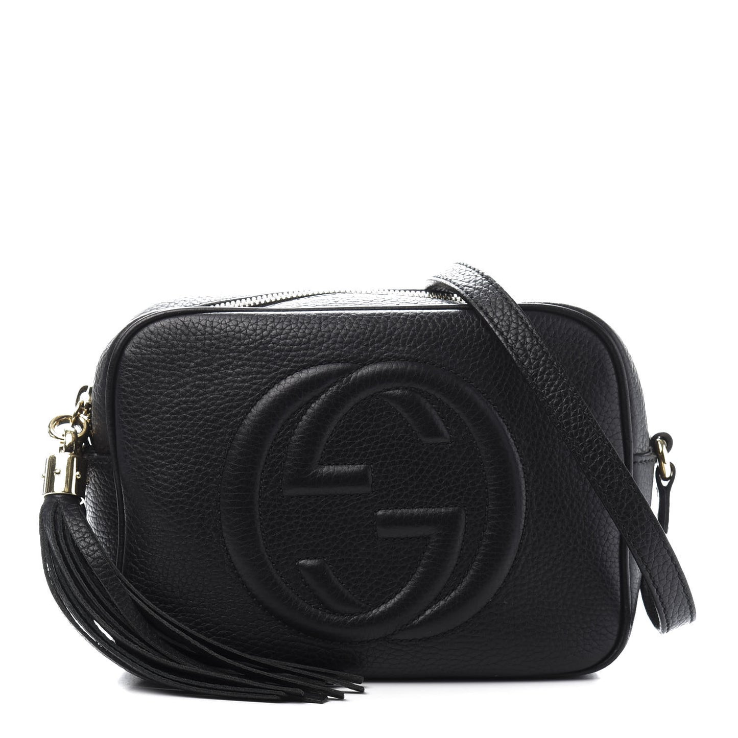 Pebbled Calfskin Small Soho Disco Bag Black