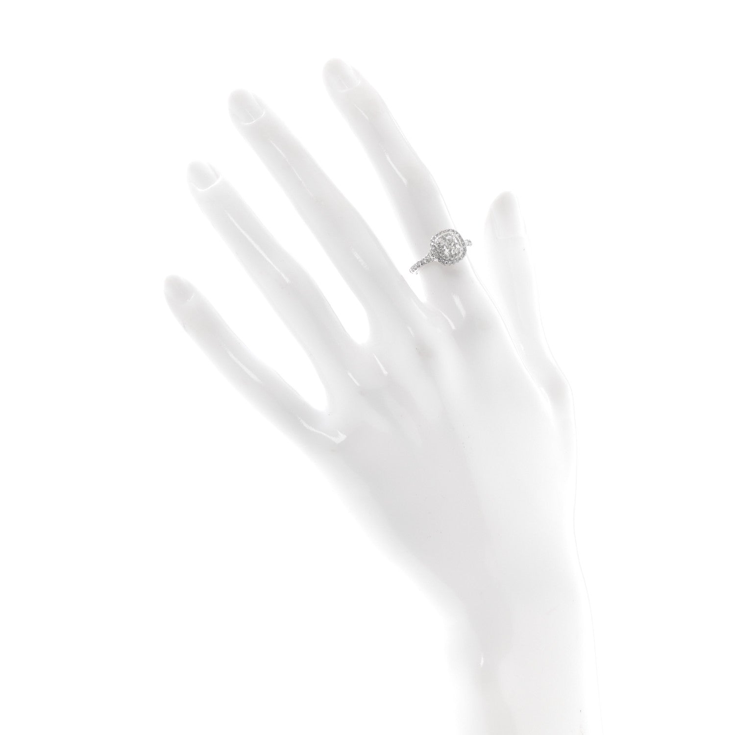 Tiffany Platinum Diamond .58ct Soleste Cushion Cut Double Halo Engagement Ring 48 4.5 2 of 6