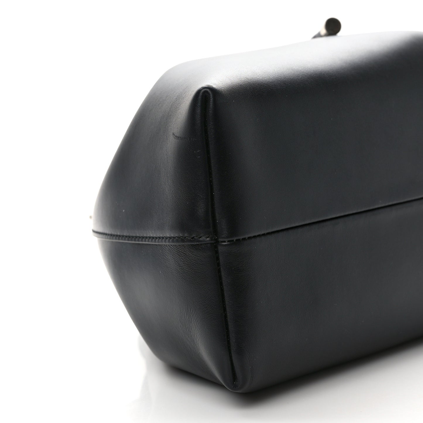 Smooth Shiny Calfskin Cinch M Bucket Bag Black