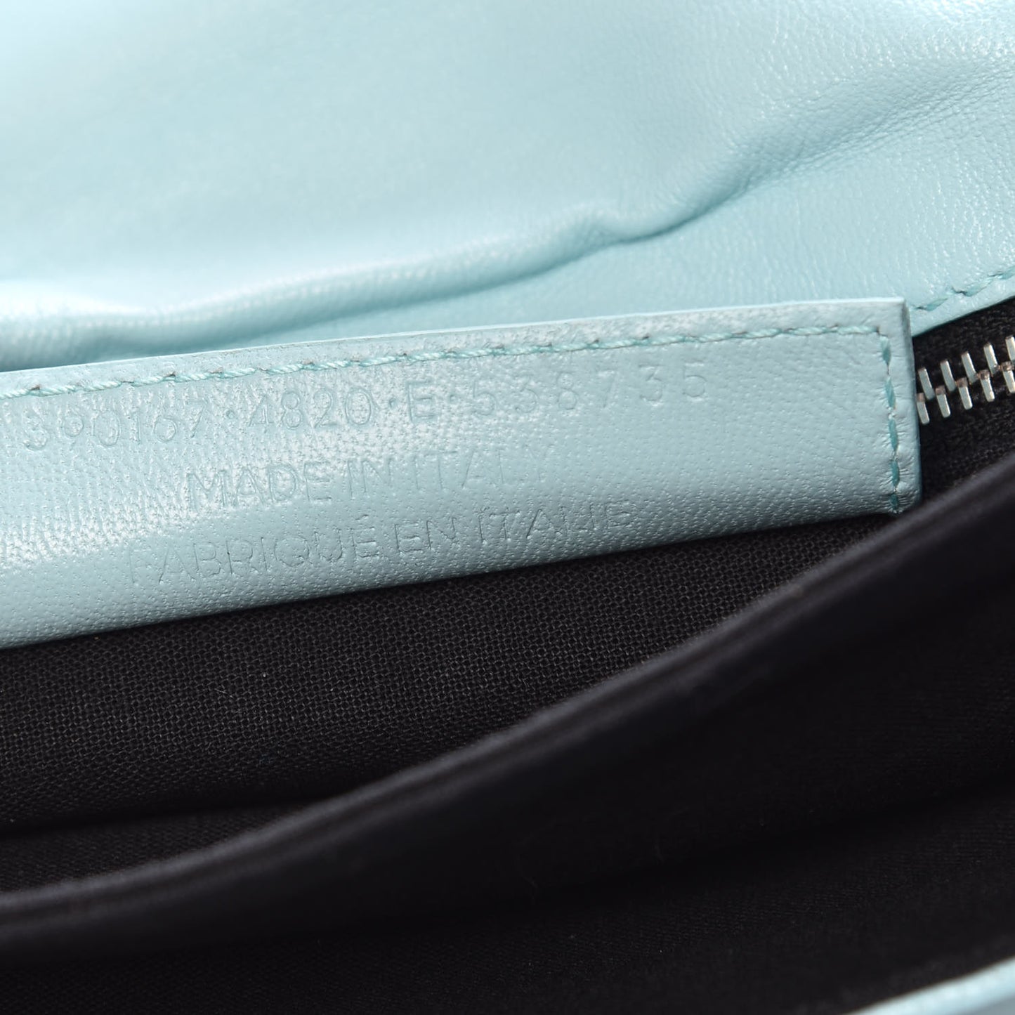 Chevre Silver Metallic Edge Hardware Envelope Clutch Bleu Maldives