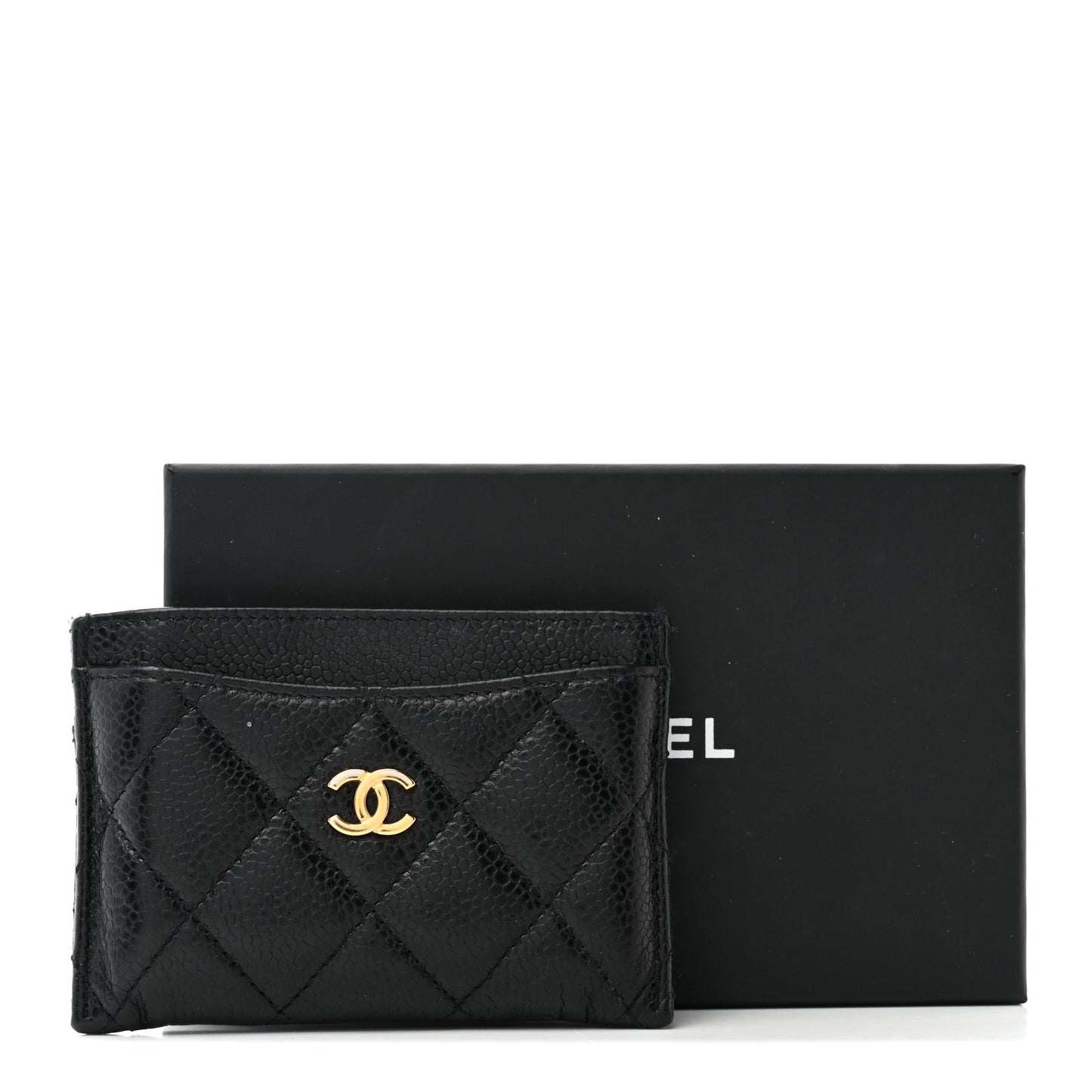 Caviar Quilted Card Holder Black