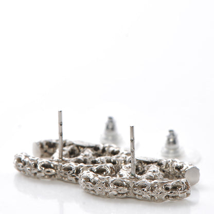 Chanel Textured CC Earrings Silver 4 of 4