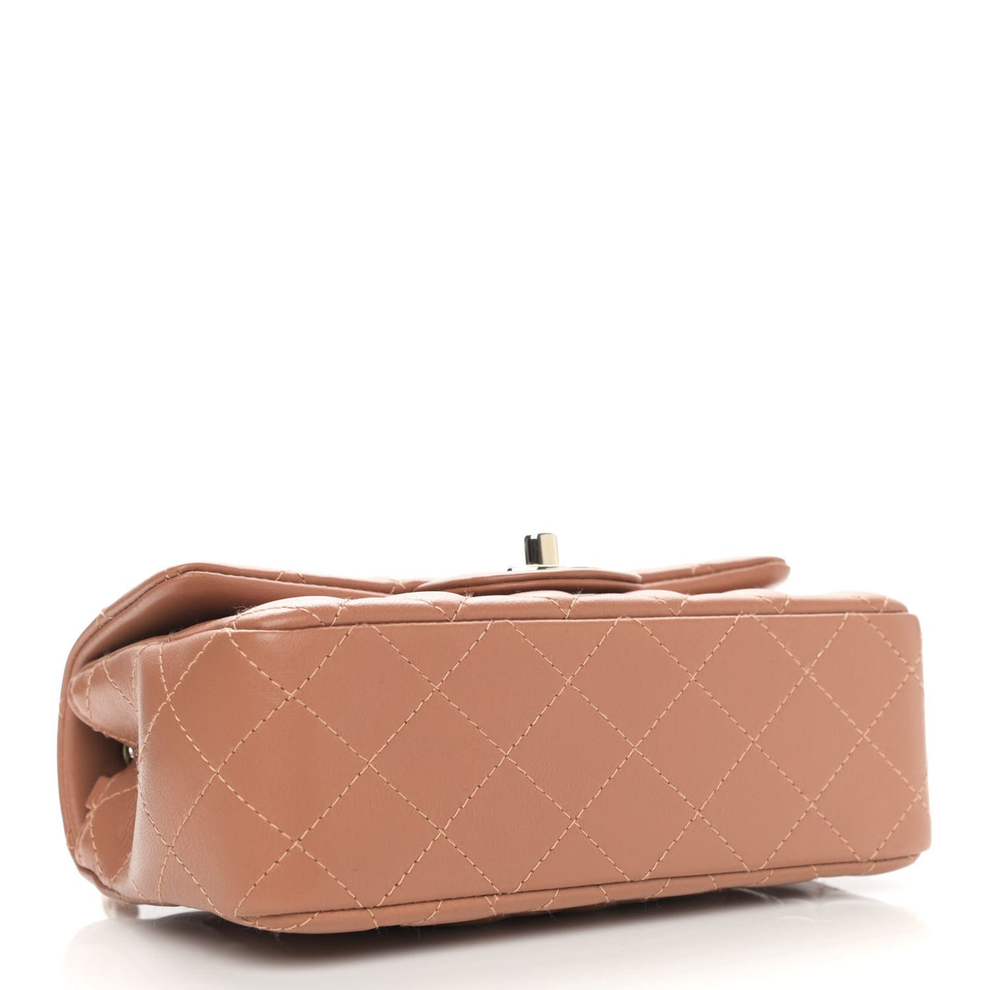 Lambskin Quilted Mini Rectangular Flap Brown