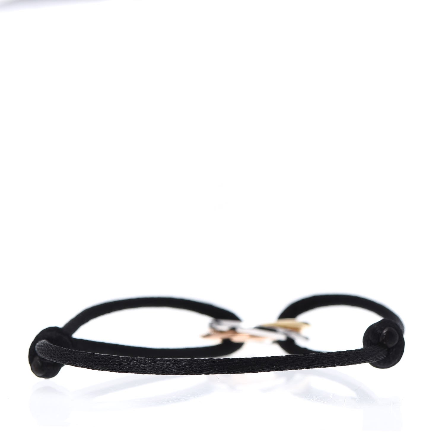 Cartier 18K White Yellow Pink Gold Diamond Trinity Cord Bracelet Black 3 of 6