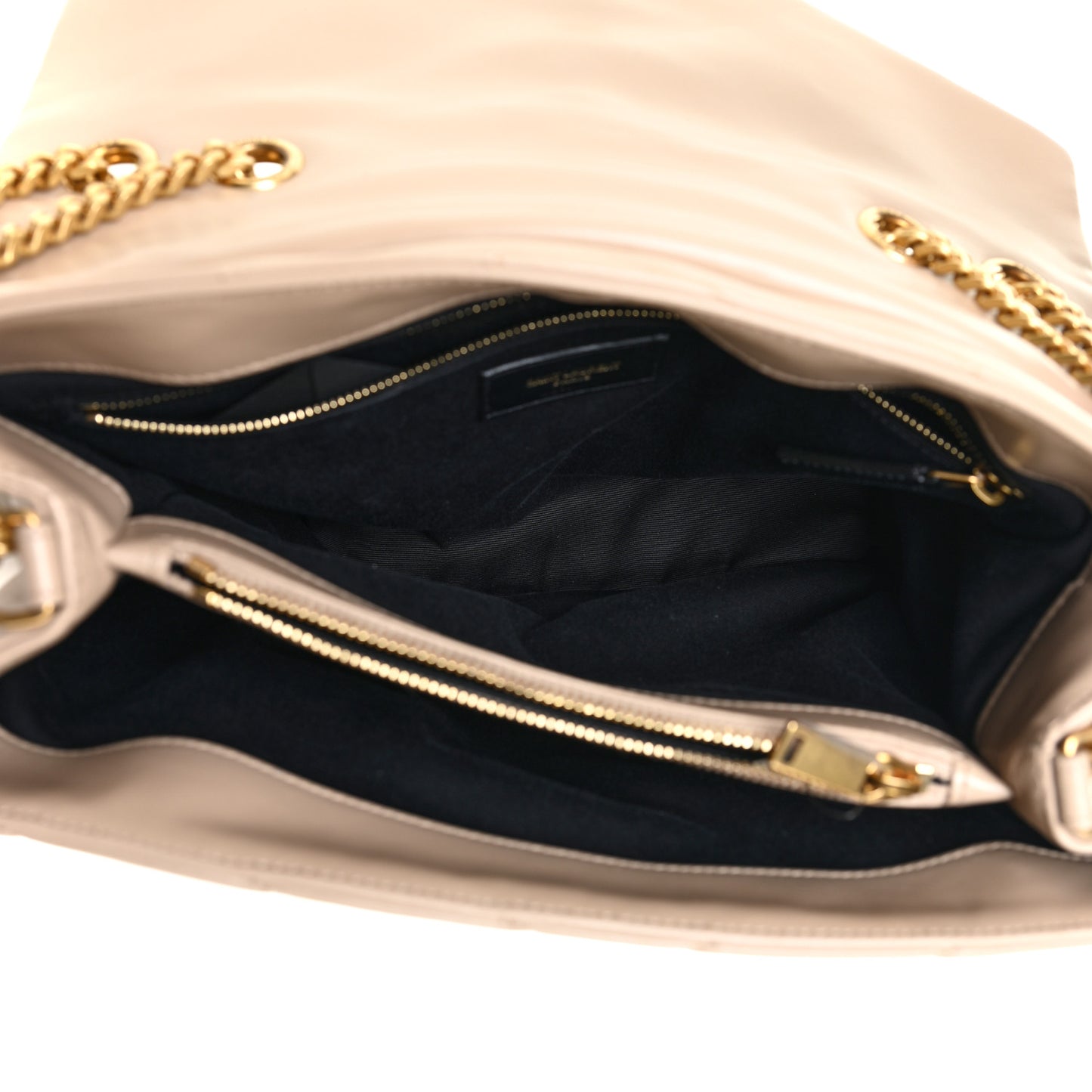Calfskin Y Quilted Monogram Medium Loulou Chain Satchel Dark Beige