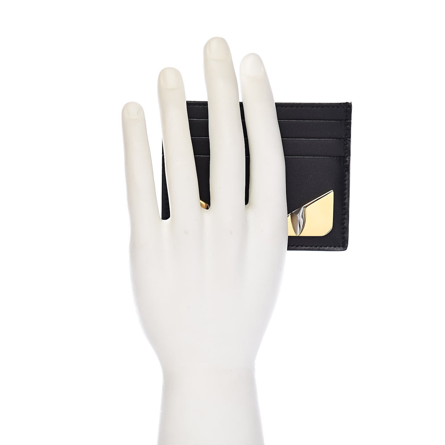 Vitello Liberty Lucido Metal Monster Eyes Card Holder Black Gold