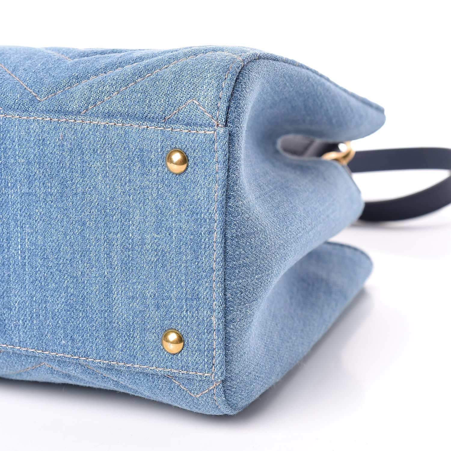 Gucci Denim Matelasse Small Pearly GG Marmont Tote Blue 10 of 11
