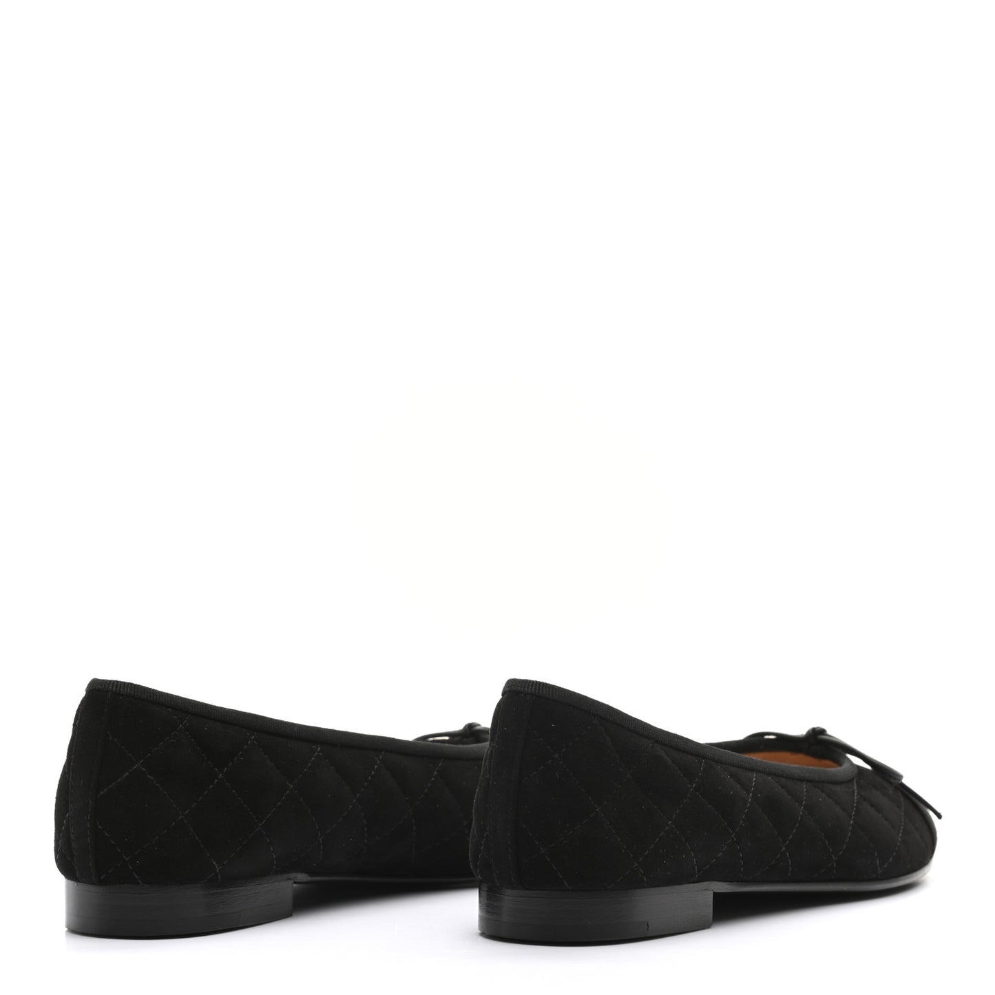 Suede Quilted Cap Toe CC Ballerina Flats 38 Black