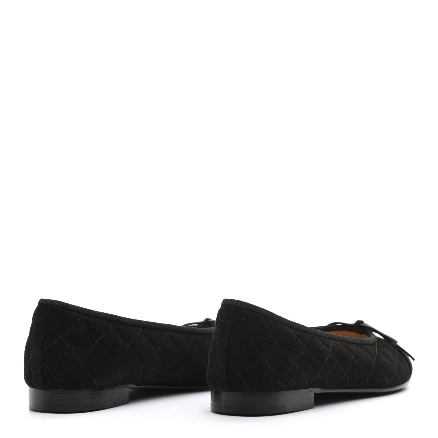 Chanel Suede Quilted Cap Toe CC Ballerina Flats 38 Black 4 of 9