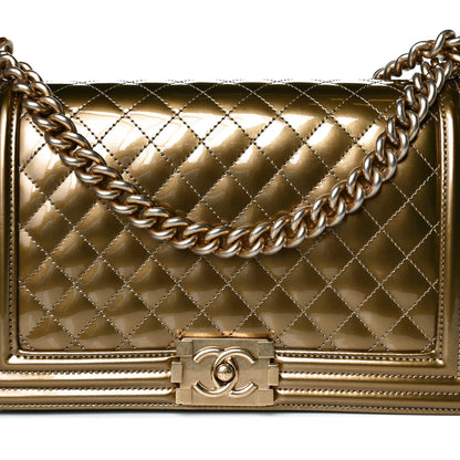Chanel Metallic Patent Calfskin Quilted New Medium Boy Flap Gold 9 of 15