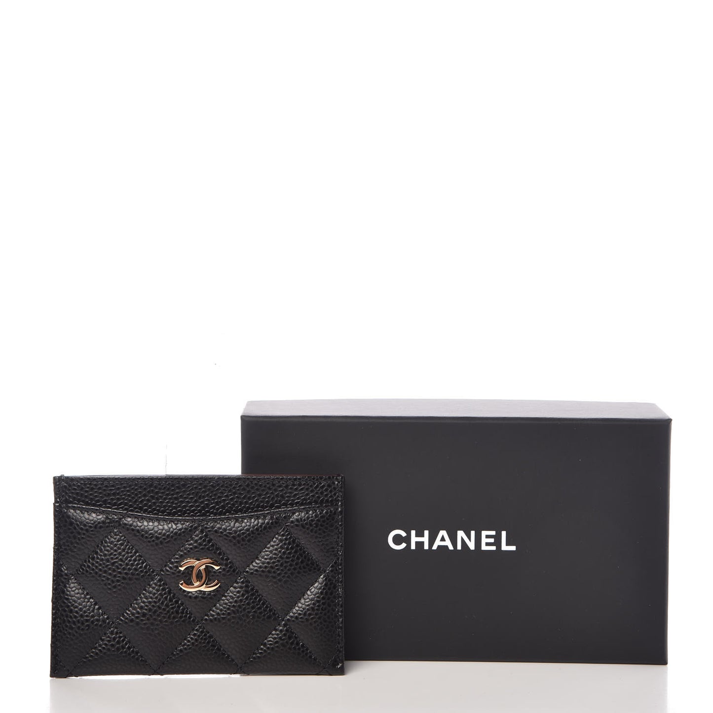 Caviar Quilted Card Holder Black