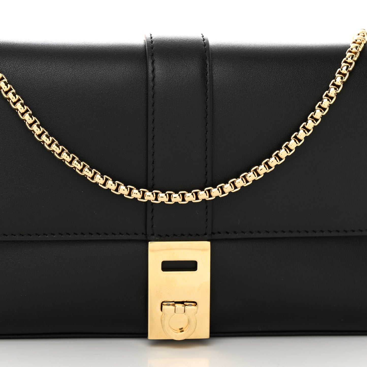 Calfskin Archive Gancini Flap Crossbody Black