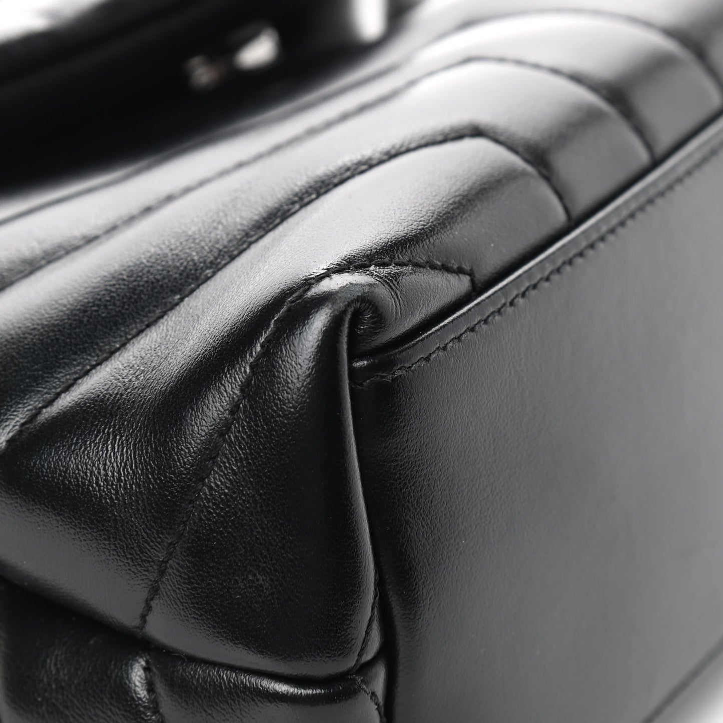 Calfskin Y Quilted Monogram Small Loulou Chain Satchel Black