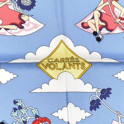 Hermes Silk Carres Volants Scarf 70 Bleu Myosotis White 2 of 6