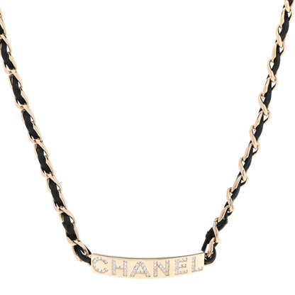 Chanel Metal Lambskin Crystal Sergeant Chanel Choker Necklace Black Gold 1 of 6