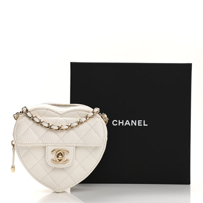 Chanel Lambskin Quilted CC In Love Heart Clutch With Chain White 11 of 11