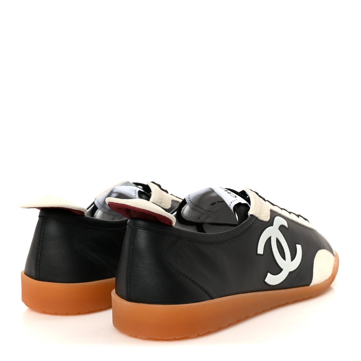Chanel Calfskin Embossed Suede Sneakers 40 Black White 5 of 11