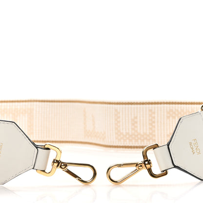 Fendi Cannete Ribbon Poly Vitello Century Logo Adjustable Strap You White Garza Ecru 3 of 5