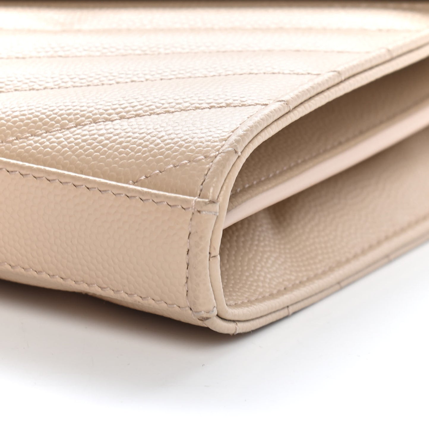 Grain De Poudre Matelasse Chevron Monogram Chain Wallet Nude Powder