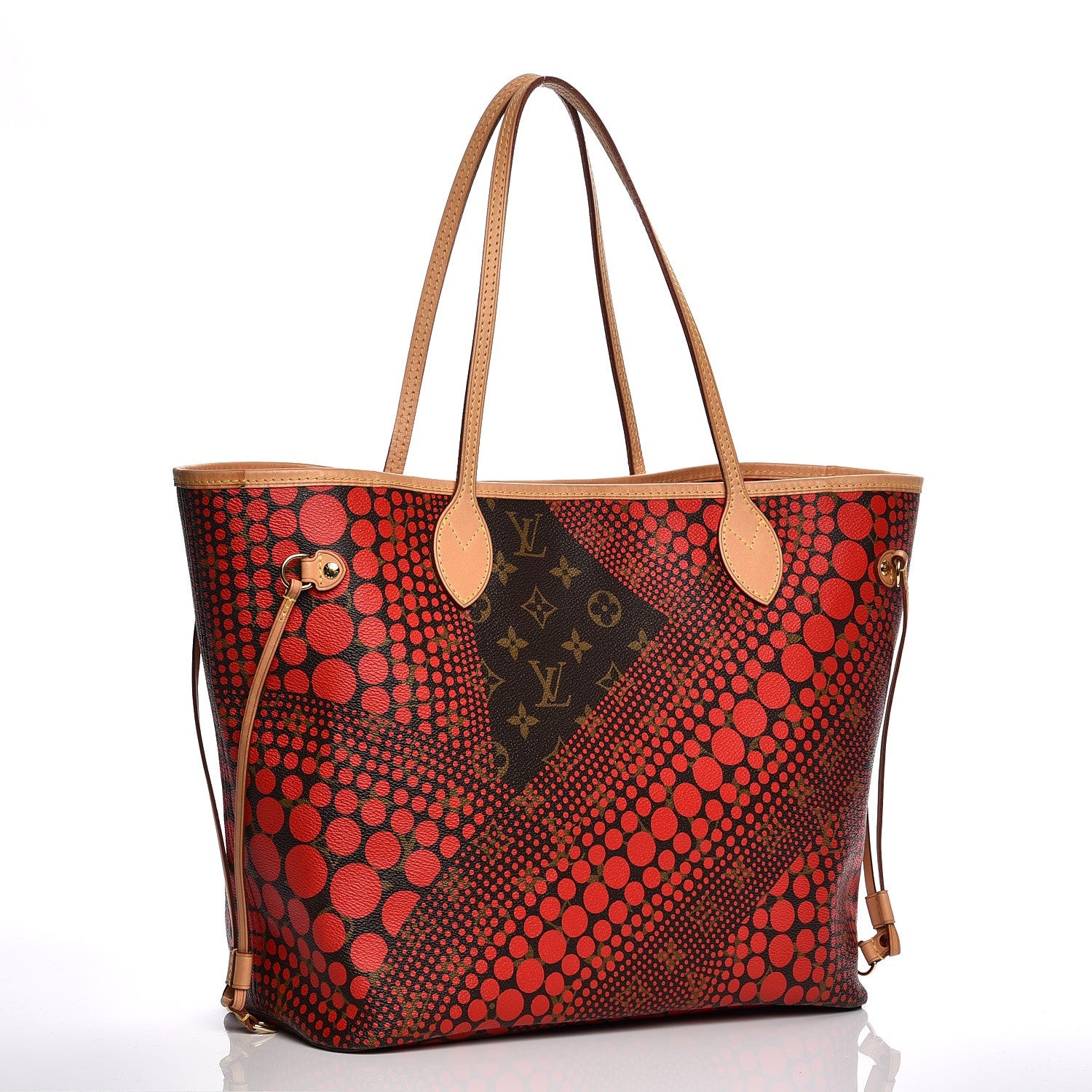 Louis Vuitton Monogram Kusama Waves Neverfull MM Red 3 of 8