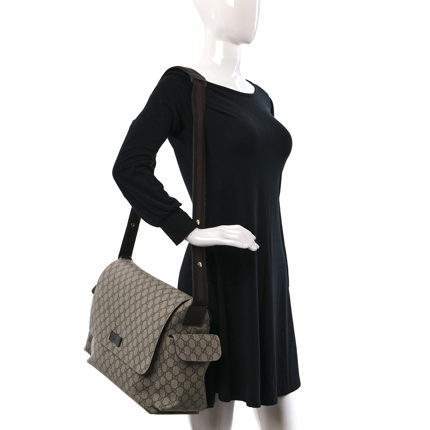 Gucci GG Plus Monogram Messenger Diaper Bag Dark Brown 2 of 16