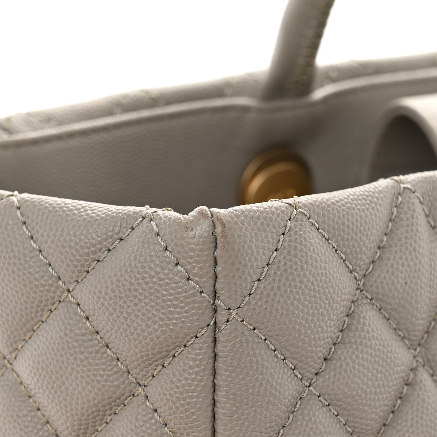 Caviar Quilted Coco Handle Shopping Tote Grey